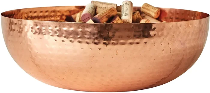 Creative Co-Op Hammered Metal Bowl, 14 ” L x 14 ” W x 4.5 ” H, Copper SS418