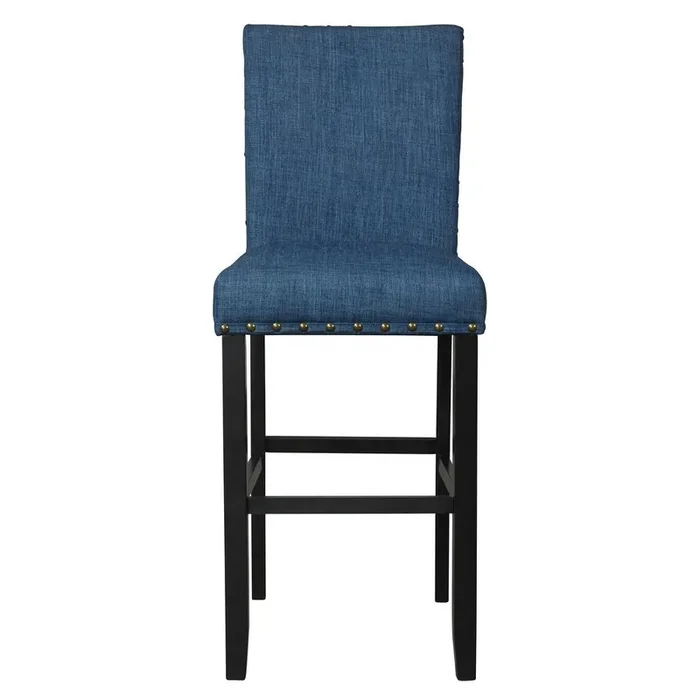 Crispin Upholstered Bar Stools, Bar Height, Marine Blue (Set of 2) MG527