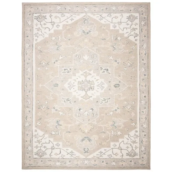 Crossover Handmade Hand Tufted Grey / Ivory Rug, Rectangle 10′ x 14′