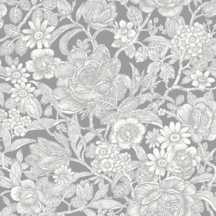 Crown M1188 Hedgerow Grey Floral Trails Wallpaper