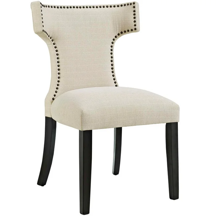 Curve Fabric Dining Chair, Beige, Fabric 10708