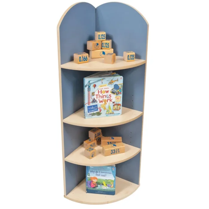 Curved Corner Shelf Unit H1500mm Blue / Maple