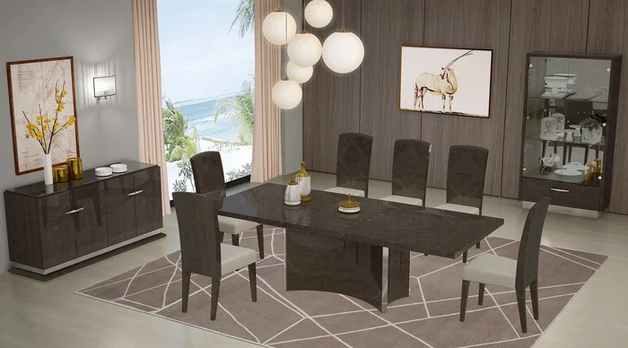 D845 – Dining Table And 6 Chair Set – Gray