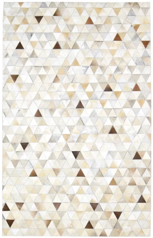 Damara Leather / Cotton Beige Rug 5X8 Modern Hand Woven Triangles