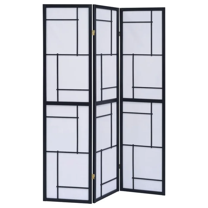 Damis – 3-Panel Room Divider Folding Shoji Screen – Black