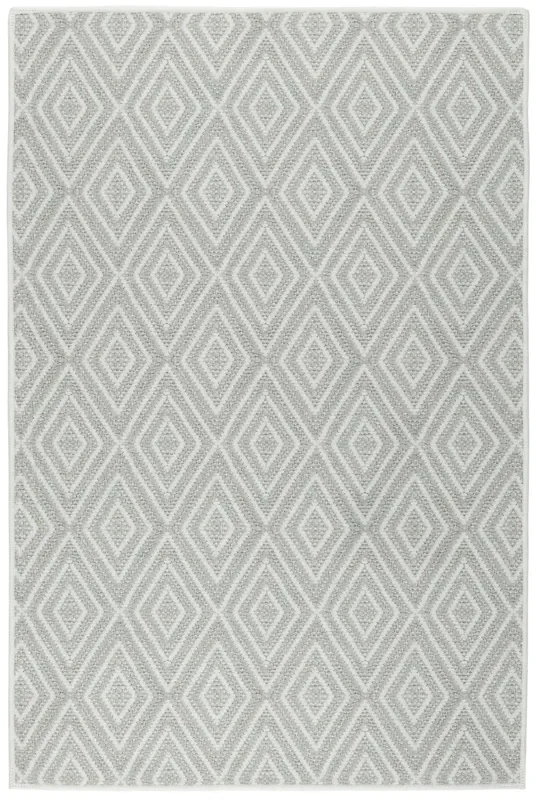 Dash & Albert Diamond DA2035 Platinum/White Machine Washable Polyester Rug