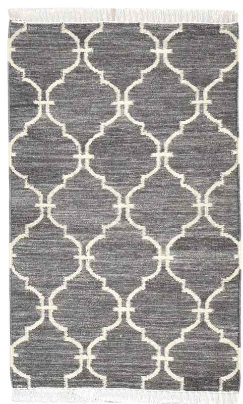 Dasie 3′ X 5′ Rug Wool Charcoal Modern Dhurrie Moroccan Trellis