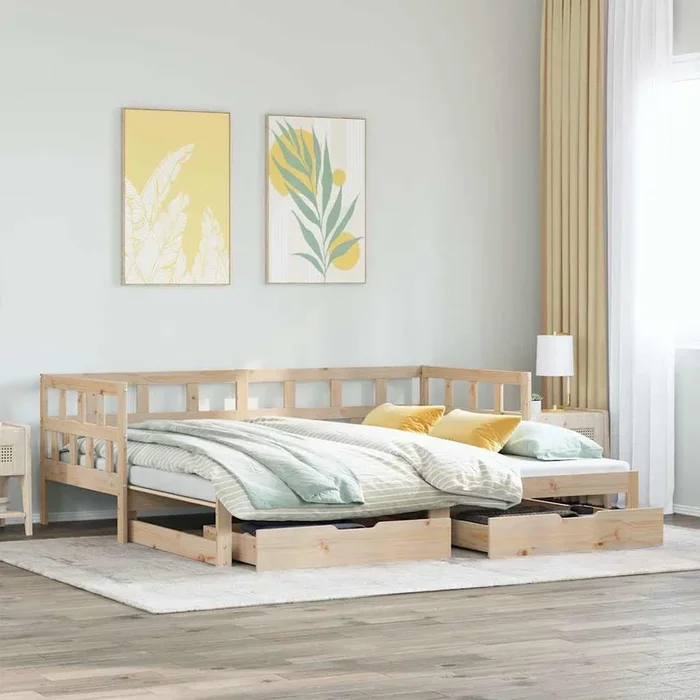 Daybed With Trundle And Drawers Without Mattress 80X200 Cm