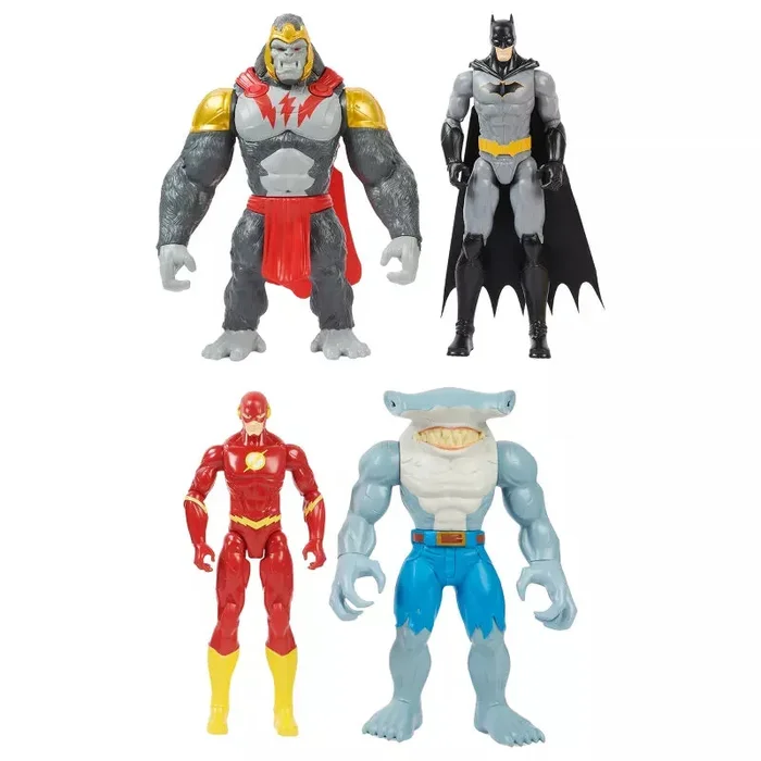 DC Comics Batman Action Figure 4pk (Batman + The Flash vs Gorilla Grodd + King Shark) (Target Exclusive)