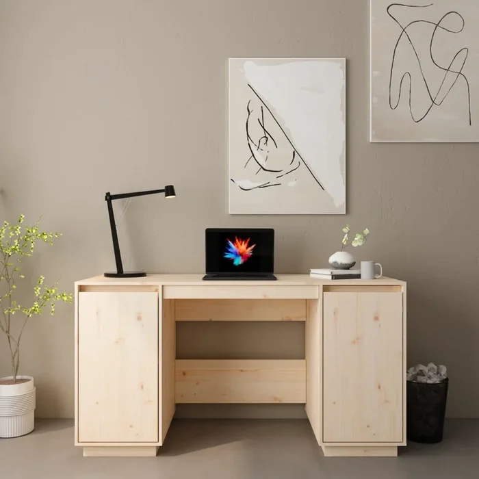 Desk 140X50X75 Cm Solid Wood Pine