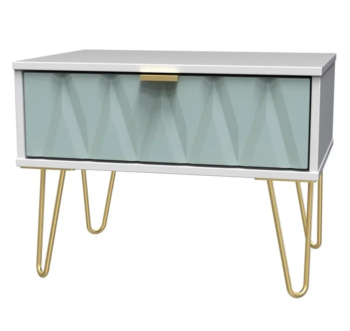 Diamond 1 Drawer Midi Chest with Gold Hairpin Legs