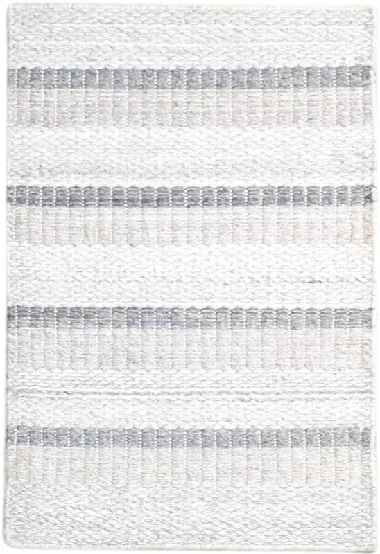 Donny Grey Wool Rug 2′ X 3′ Modern Dhurrie Scandinavian Striped