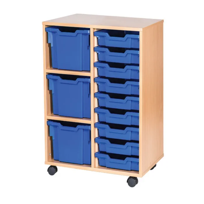Double Column 9 Shallow & 3 Ex-Deep Tray Mobile Storage Unit