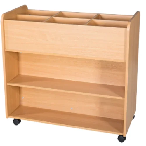 Double Sided 6 Bay Kinderbox with 1 Fixed Shelf Each Side