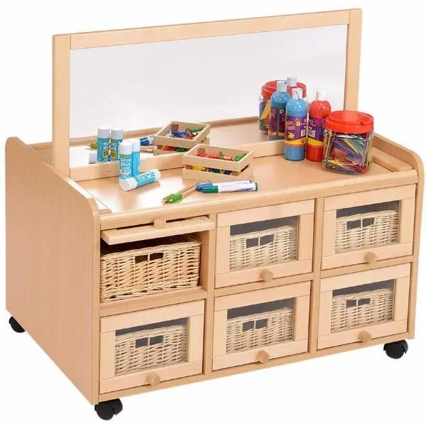 Double Sided Resource Store + Mirror + Doors + Wicker Baskets