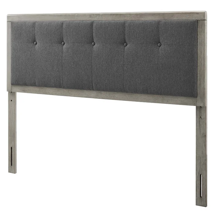 Draper Tufted Twin Fabric and Wood Headboard, Wood, Fabric, Grey Gray, 21602
