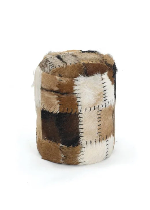 Dueling Ottomans, Brown Leather