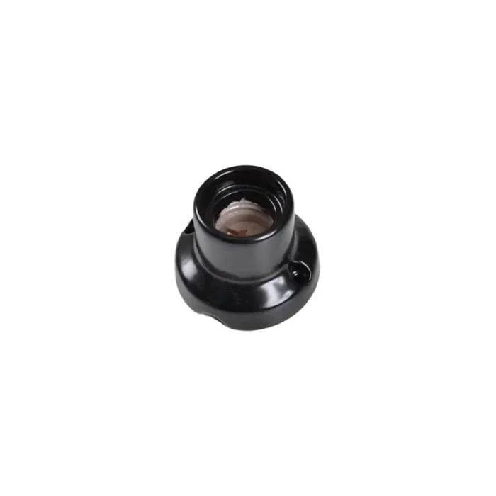 E27 Lampholder Porcelain Straight Base Black