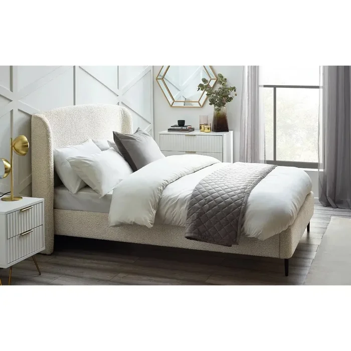 Eden Boucle Bed Frame with Curved Headboard