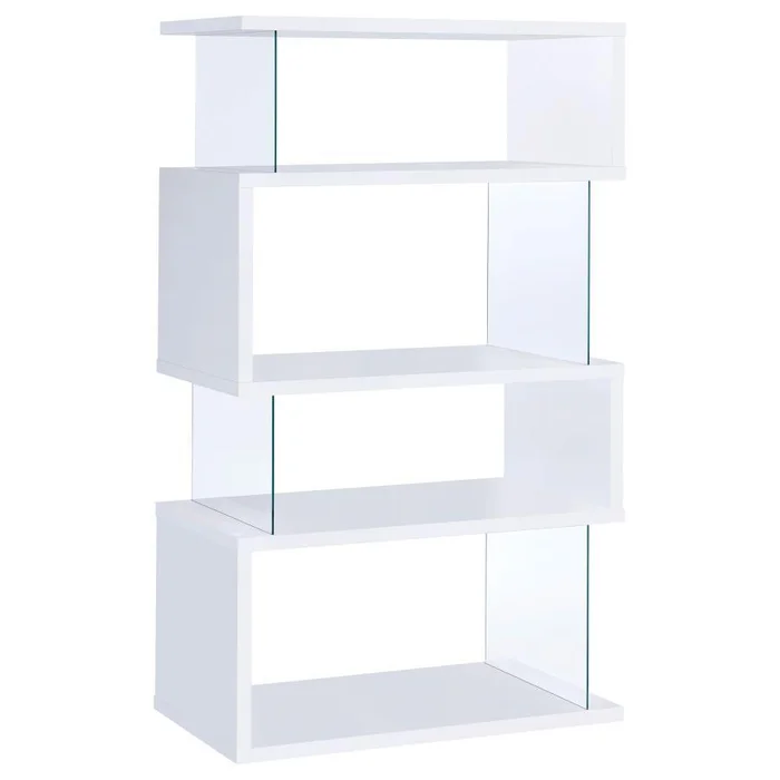 Emelle – 4-Shelf Glass Panel Bookshelf