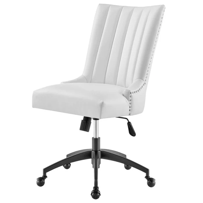 Empower Channel Tufted Vegan Leather Office Chair, Faux Vegan Leather, Black White, 20283