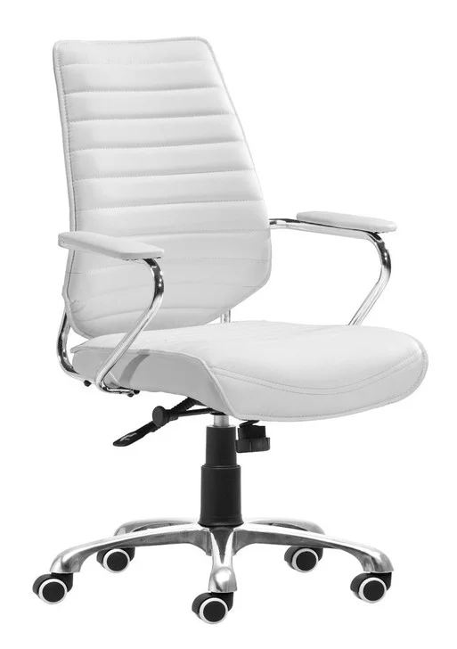 Enterprise Low Back Office Chair, White, Faux Leather