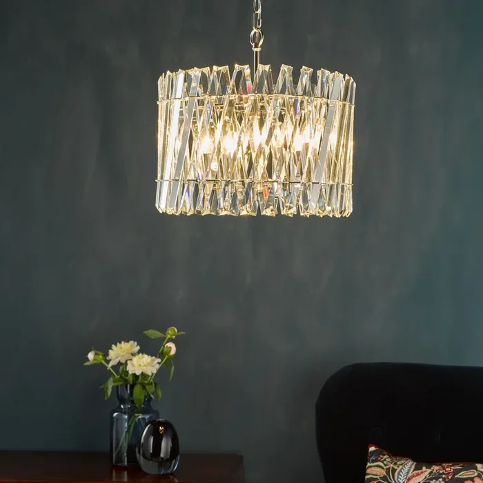 Entwine 6 Light Polished Nickel & Crystal Pendant Ceiling Light