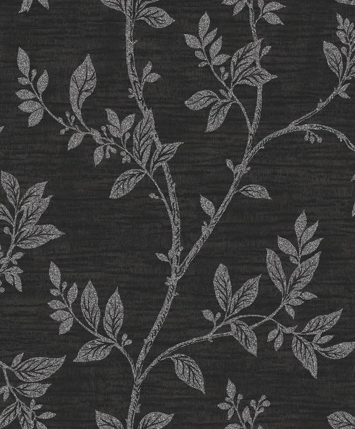 Etten Studios Essential Textures Leaf Trail Botanical Contemporary Black Textured/Metallic – 2231110