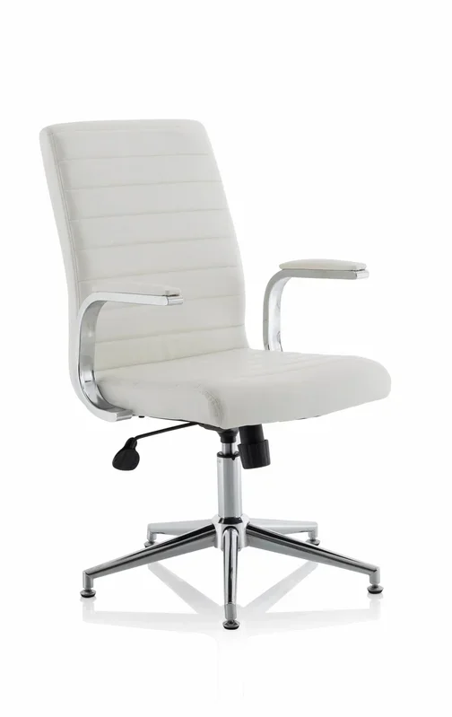 Ezra Executive White Leather Chair with Glides