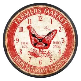 Farmers Market Red Wall Clock