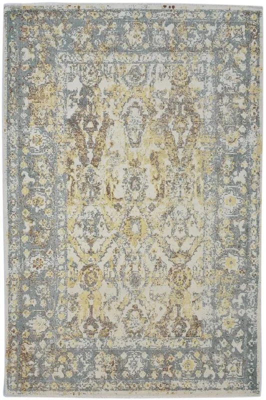 Fawn 6′ X 9′ Rug Wool Beige Persian Hand Knotted Kazak Distressed