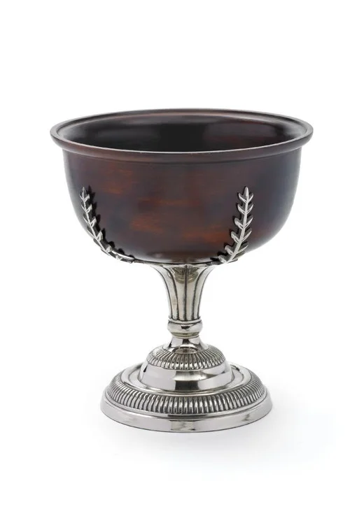 Feathered Stand And Bowl , Brown Metal