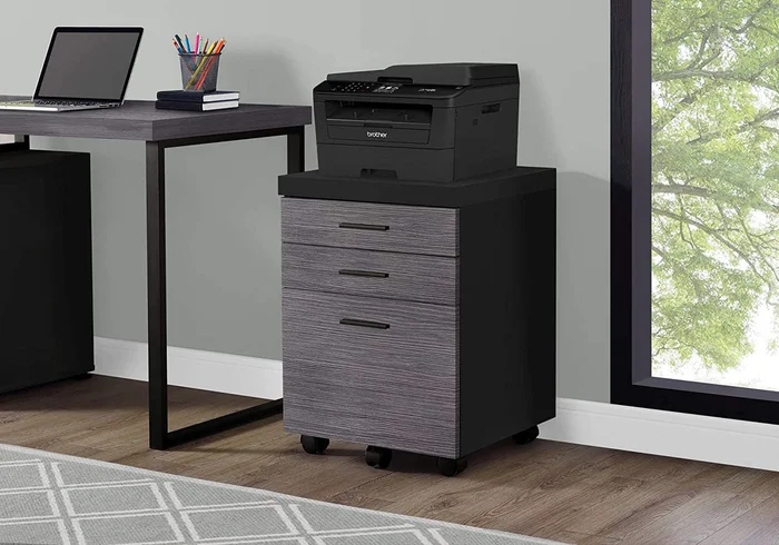 FILING CABINET – 3 DRAWER / BLACK / GREY ON CASTORS