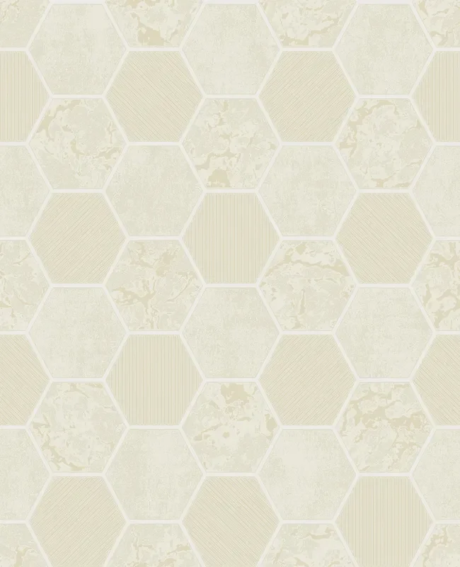 Fine Decor FD42413 Ceramica Cream Hexagon Tile Wallpaper