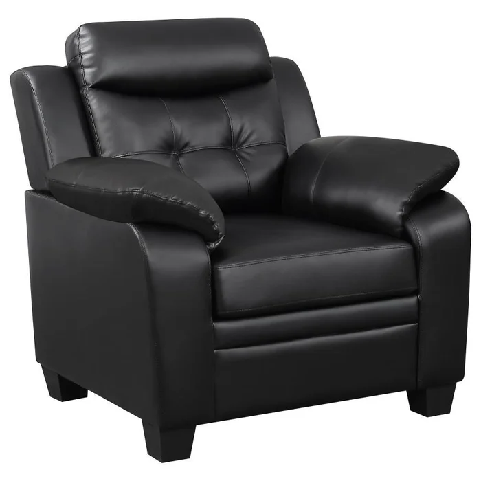 Finley – Upholstered Padded Arm Tufted Accent Chair – Black