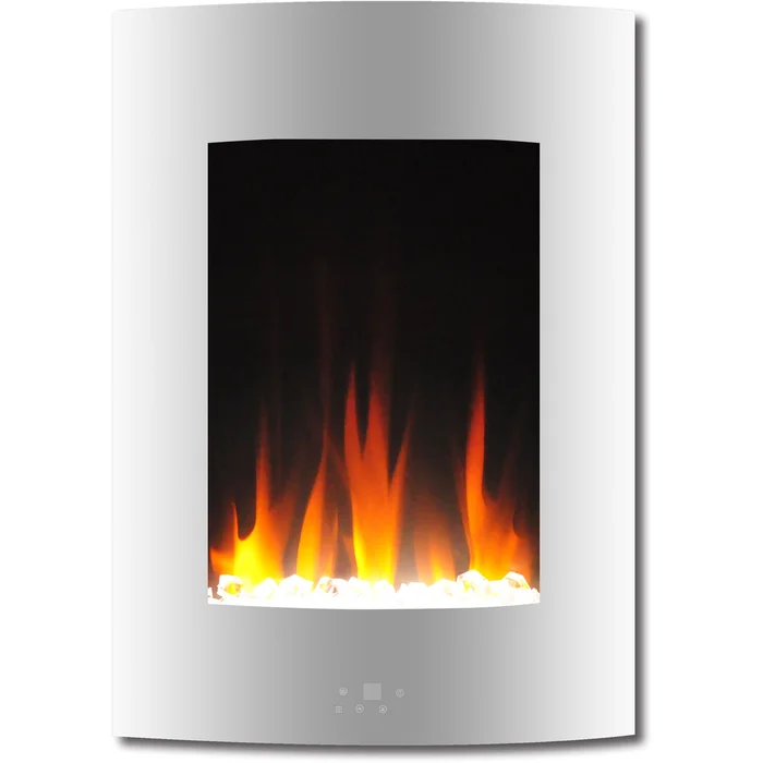 Fireside 19.5 In. Vertical Wall-Mounted Electric Fireplace in White with Multi-Color Flame and Crystal Display