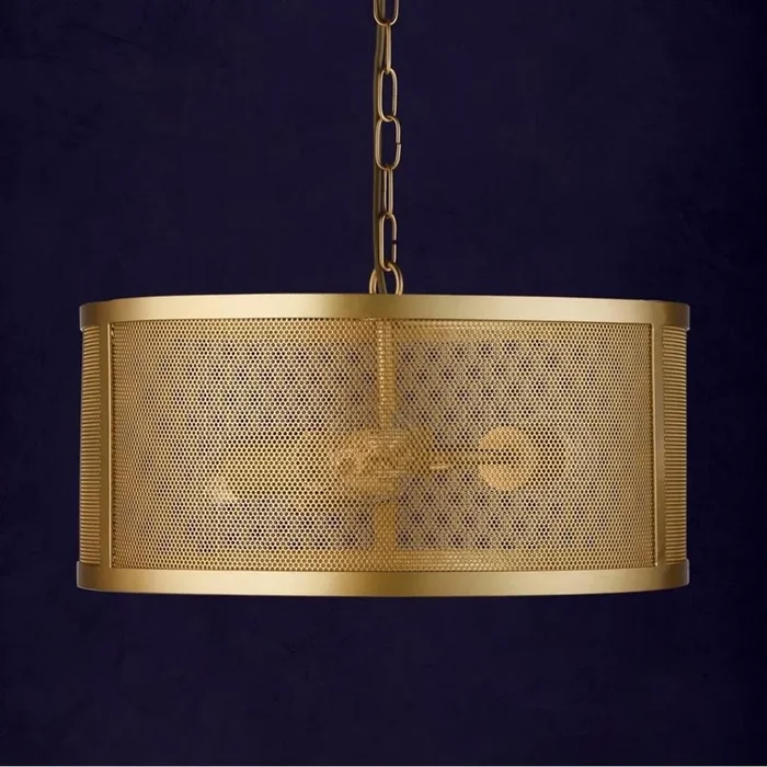 Fishnet 3 Light Matte Gold Mesh Pendant Ceiling Light