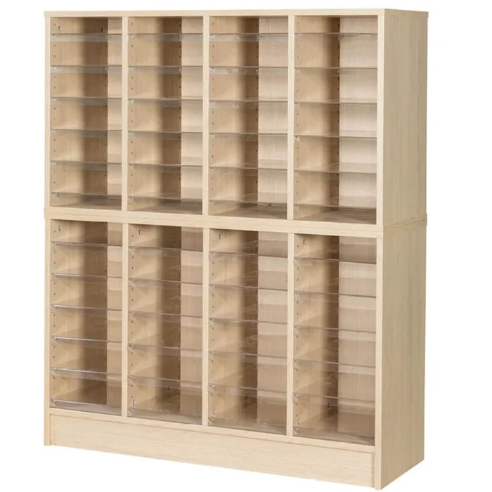 Floor Standing Wooden Pigeonhole Unit + 48 Acrylic Shelves W375 x D1094 x H1320mm