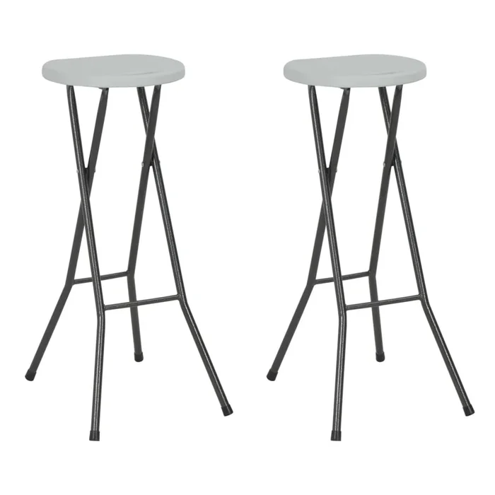 Folding Bar Stools 2 Pcs Hdpe And Steel