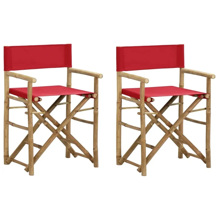 Folding Director’s Chairs 2 Pcs Bamboo And Fabric