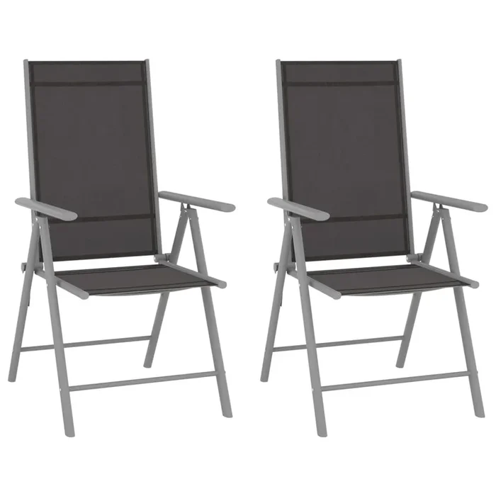 Folding Garden Chairs 2 Pcs Textilene Black