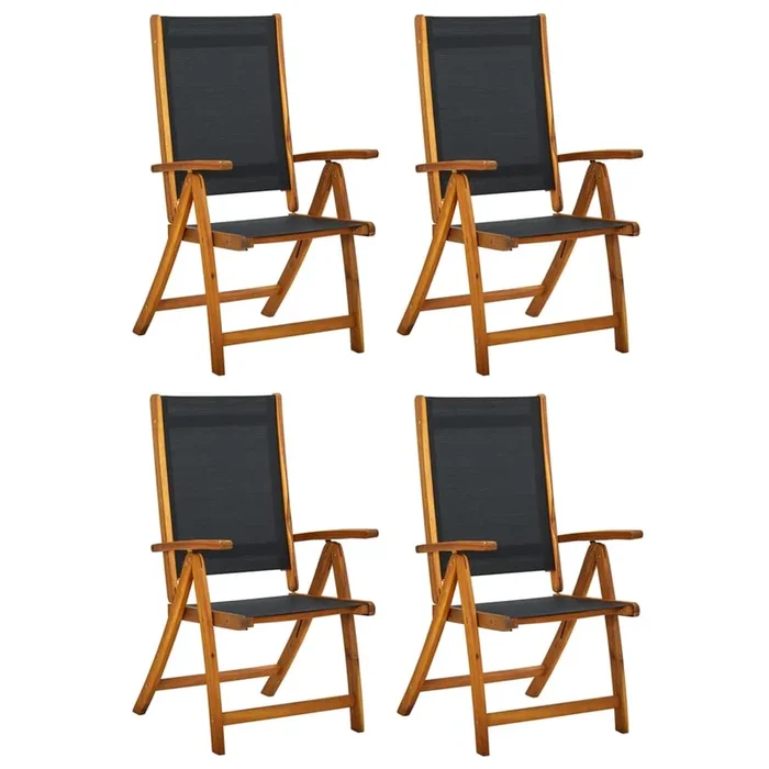 Folding Garden Chairs 4 Pcs Solid Wood Acacia And Textilene