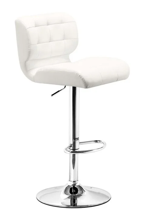 Formula Bar Stool Chair, White Leatherette Chrome Steel