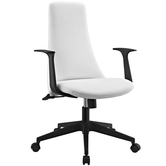 Fount Mid Back Office Chair, White Faux Leather
