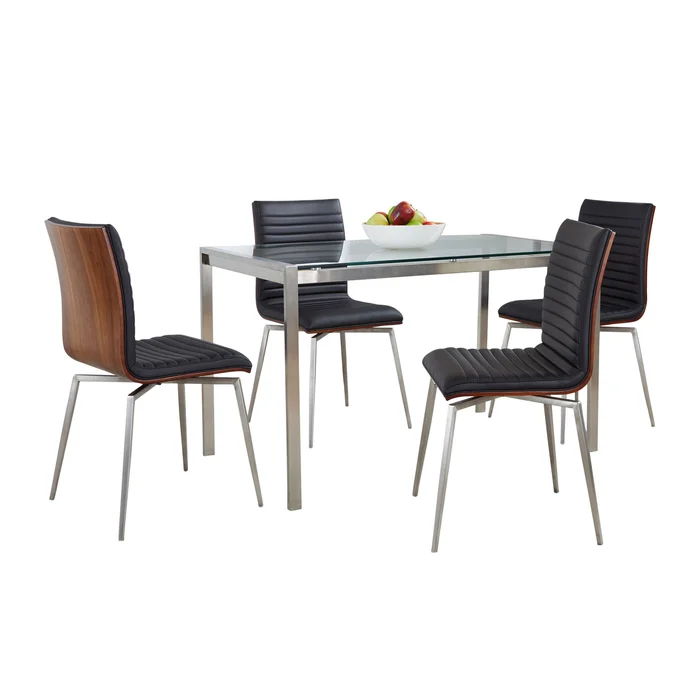 Fuji Mason – Swivel Contemporary Dining Set Dining Set, Glass, 5 Piece