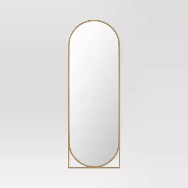 Full Length Floor Mirror Gold – Modern Leaning Design, Metal Frame