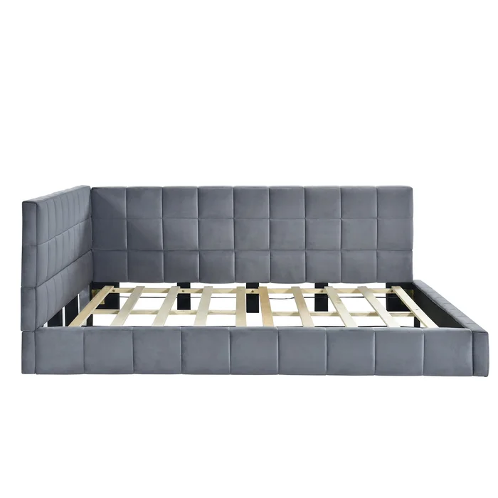 Full Size Upholstered Classic Mid Century Modern Daybed / Sofa Bed Frame, Elegant Design – Gray