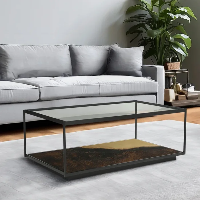 Galaxy Iron Coffee Table With Glass Top122.5 cm69.5 cm46 cm