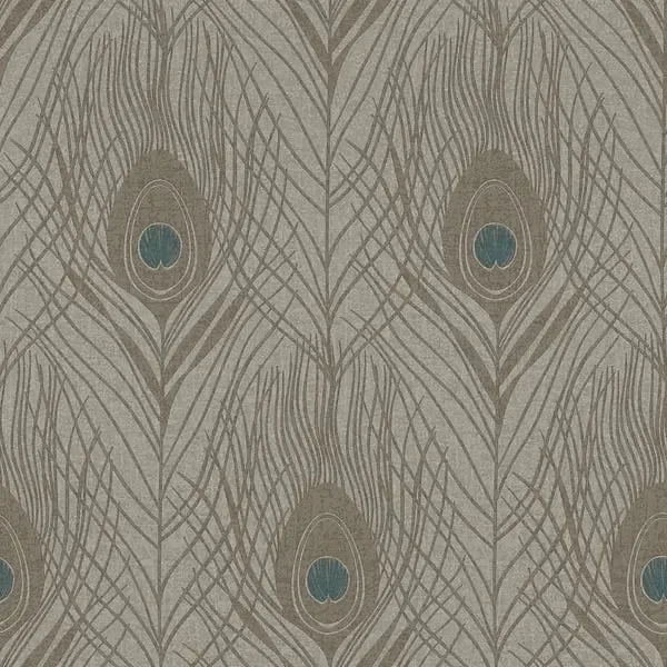 Galerie AC60008 Beige Peacock Feather Motif