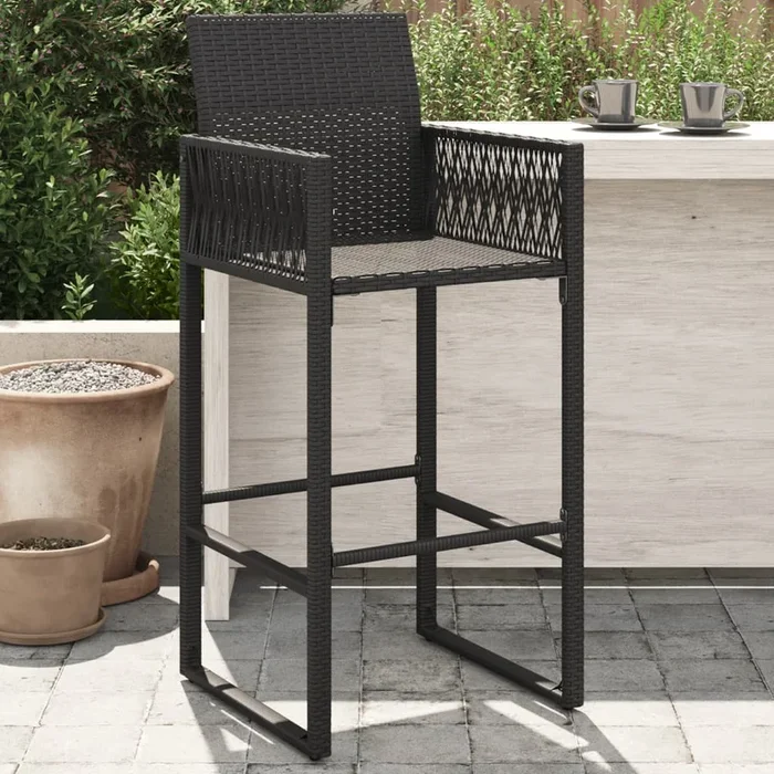 Garden Bar Stools 2 Pcs Poly Rattan